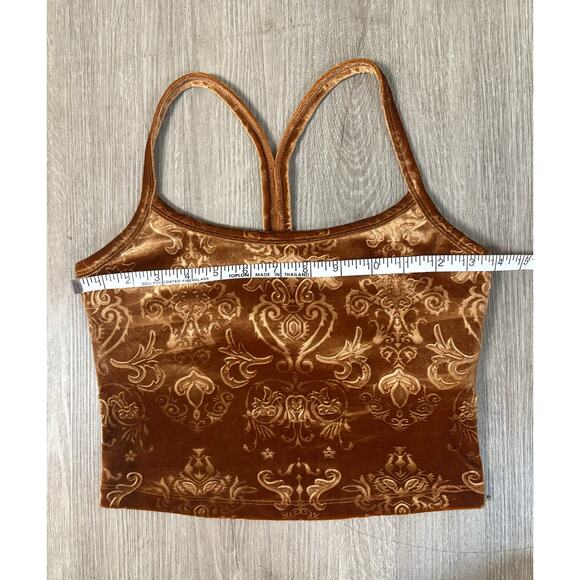 Beyond Yoga Slim Racer Back Embossed Velvet Tank Top Camel Brown Small Boho - Picture 4 of 7